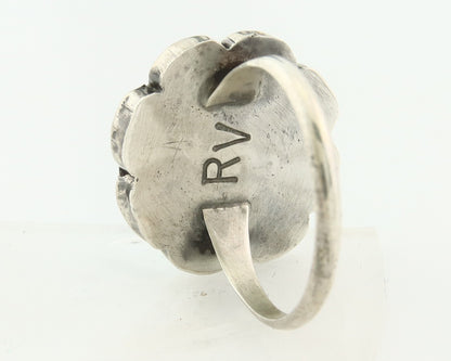 Vintage Zuni Ring 925 Sterling Silver Gemstone Signed V&N Edsitty Size 8.5