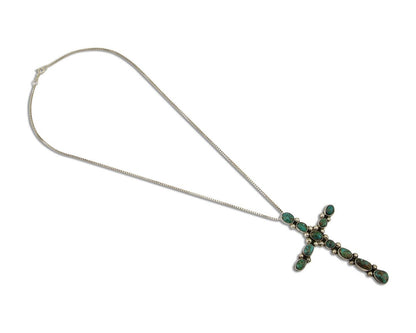 Navajo Cross Pendant 925 Silver Turquoise Native American Artist C.80's