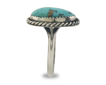 Navajo Ring 925 Sterling Natural Turquoise Native Artist C.80's Size 7.0