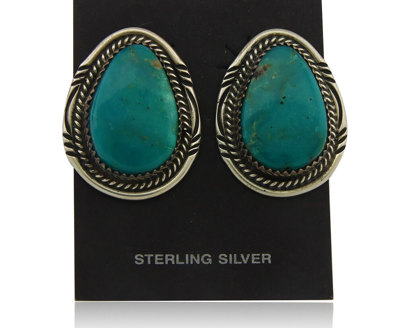 Navajo Earrings 925 Silver Natural Turquoise Artist Signed M Begay C80s