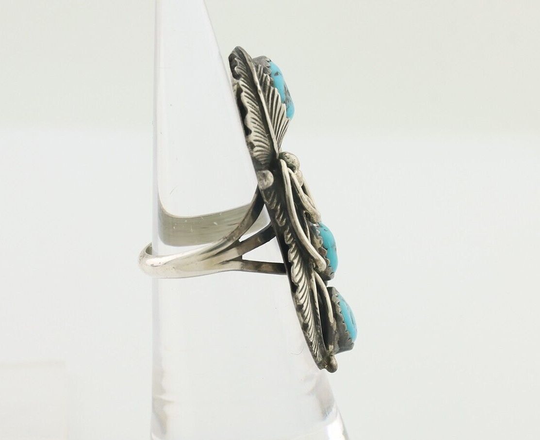 Navajo Ring 925 Silver Sleeping Beauty Turquoise Native American Artist C.80's