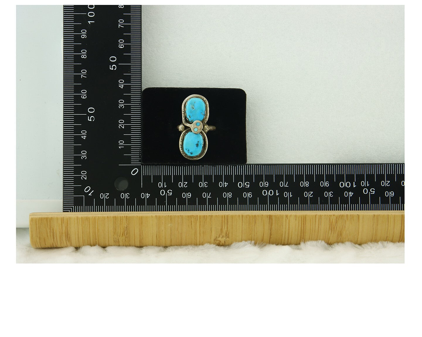 Vintage Zuni Ring 925 Sterling Silver Turquoise Signed Effie C Size 6.75