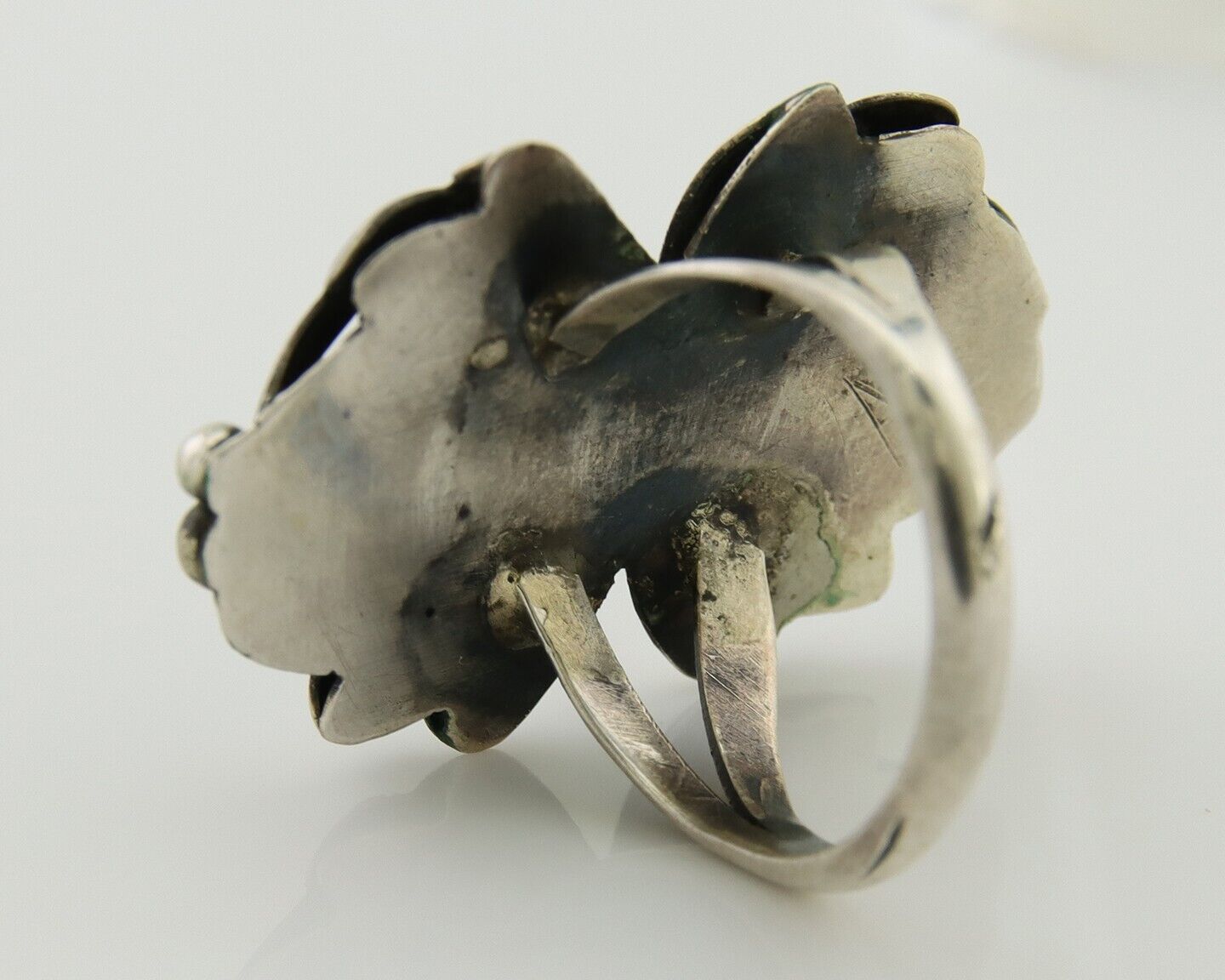 Navajo Ring 925 Silver Sea Foam Turquoise Native American Artist C.80's