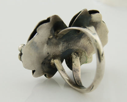 Navajo Ring 925 Silver Sea Foam Turquoise Native American Artist C.80's
