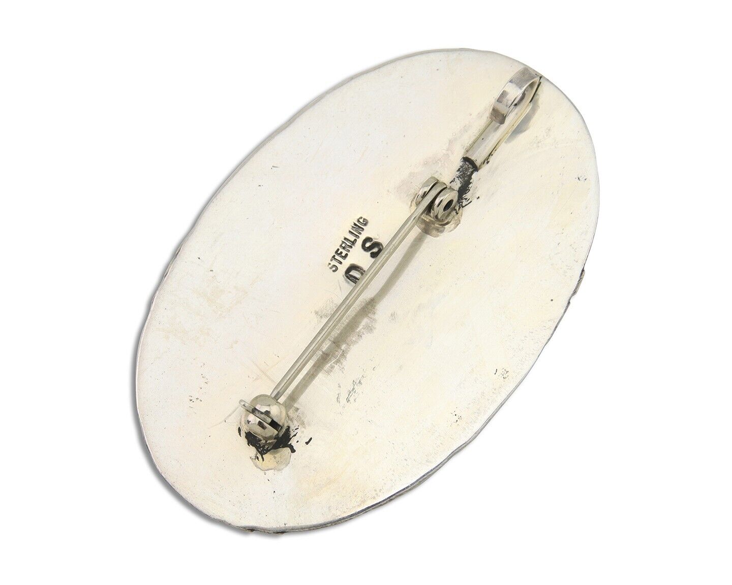 Navajo Pin Pendant 925 Silver Natural Blue Turquoise Artist signed DS C.80's