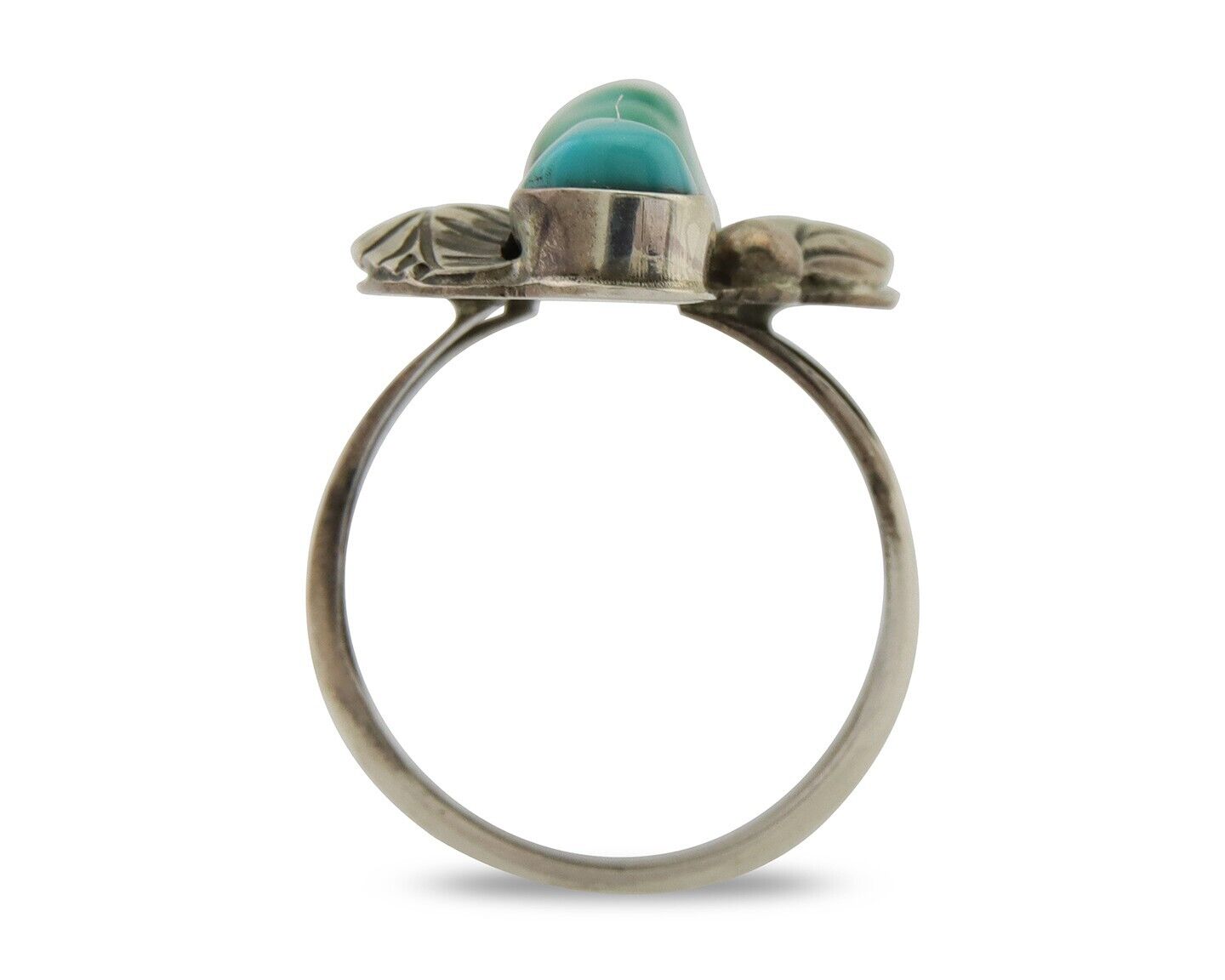 Navajo Ring 925 Silver Natural Blue Turquoise Native American Artist C.80's
