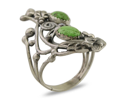Navajo Ring 925 Silver Natural Gaspiete Artist Signed Prairie Fire C.80's
