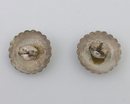 Navajo Small Shield Earrings 925 Silver Native American Artist C.80's