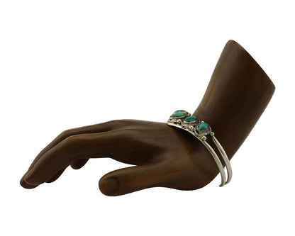 Navajo Bracelet 925 Silver Kingman Turquoise Artist Signed MC C.80's