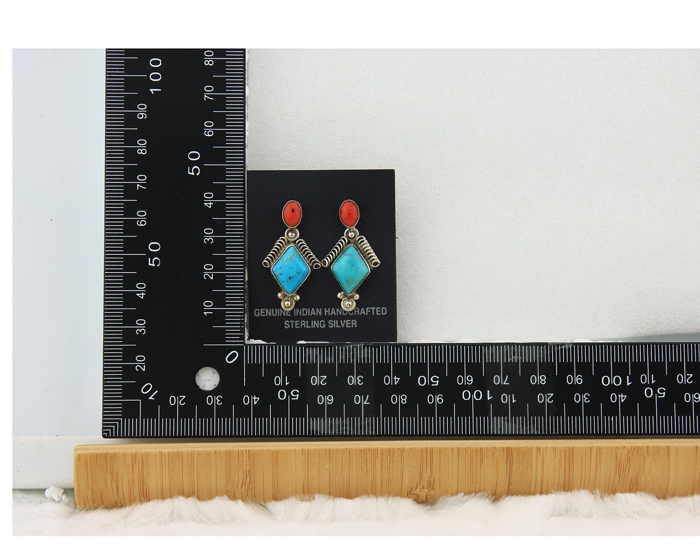 Navajo Earrings Sterling Silver Gemstone Vintage Handmade Signed Running Bear