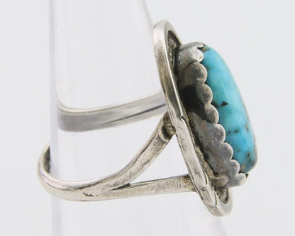 Navajo Ring 925 Silver Blue Turquoise Artist Signed Platero FNE C.80's Size 6.0