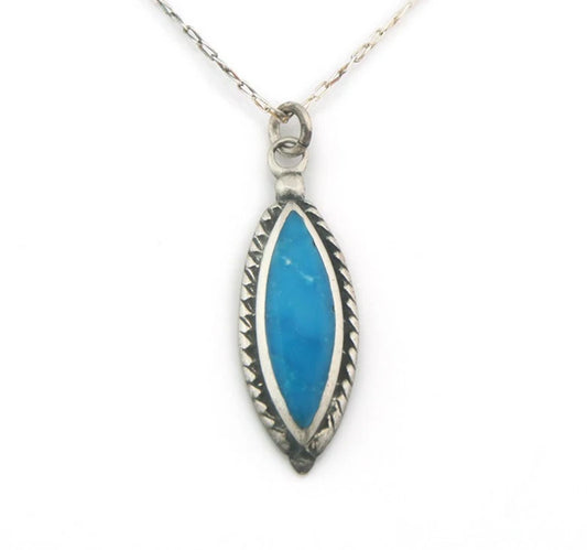 Navajo Necklace Sterling Silver Natural Blue Turquoise Vintage