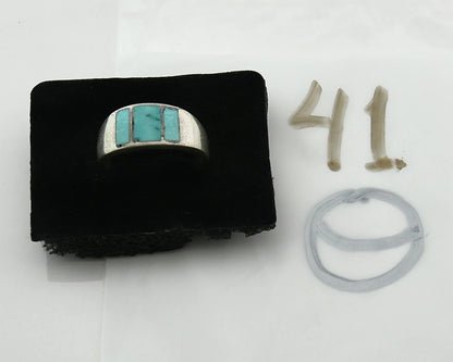 Men Navajo Ring Sterling Silver Natural Blue Turquoise Vintage C.70's Size 11.25