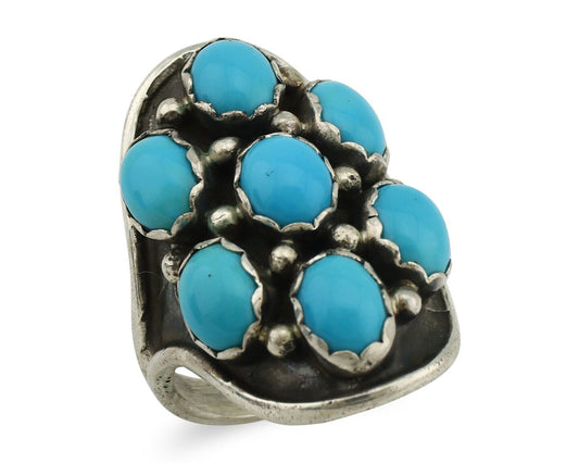 Navajo Ring 925 Silver Sleeping Beauty Turquoise Native American Artist C.80's