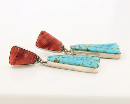 Navajo Dangle Earrings Sterling Silver Natural Gemstone Vintage Handmade