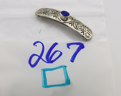 Women Navajo Hair Clip Barrette 925 Silver Natural Royal Blue Lapis Artist C80s