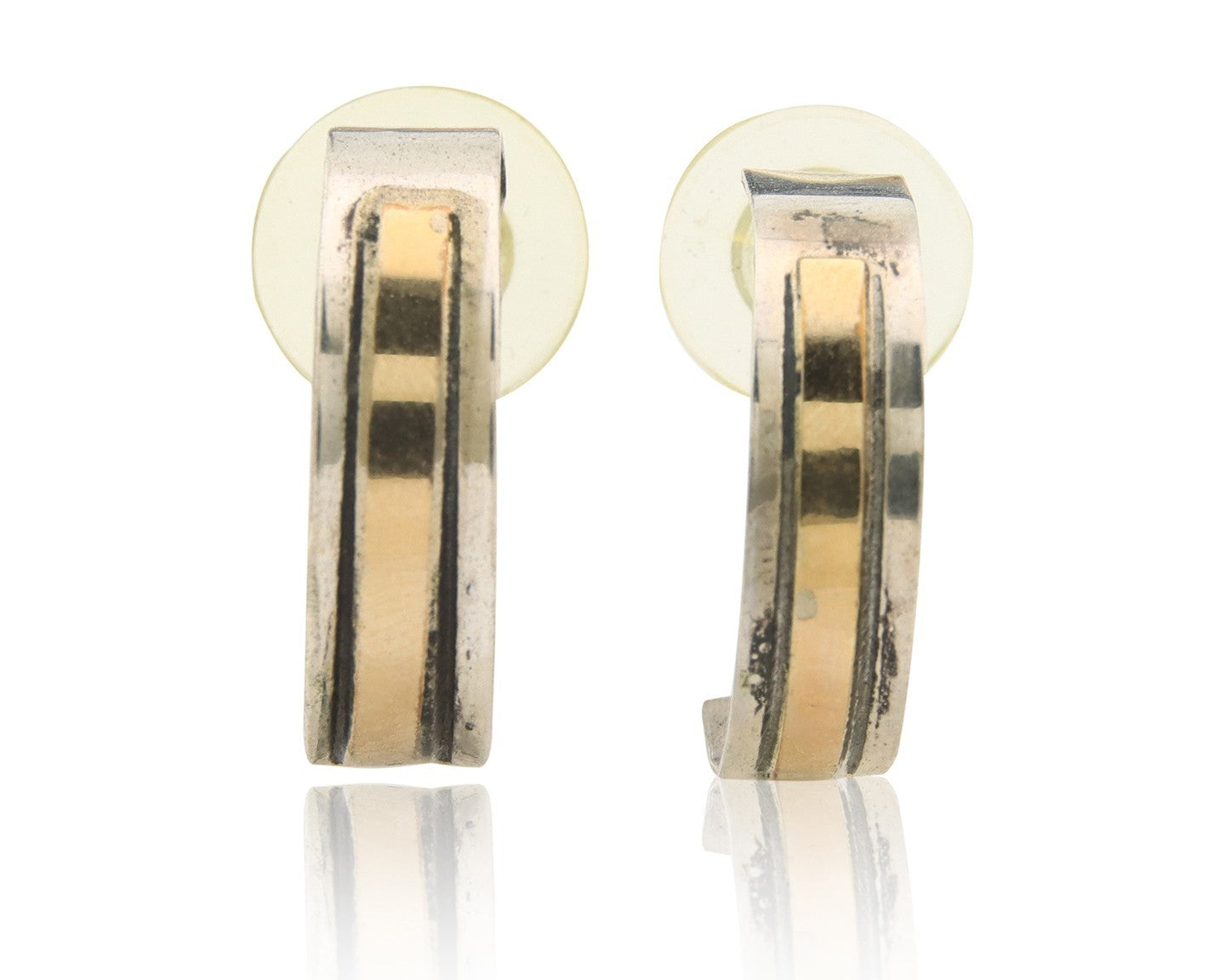 Navajo Earrings Sterling Silver & Gold Vintage Handmade