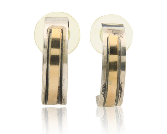 Navajo Earrings Sterling Silver & Gold Vintage Handmade