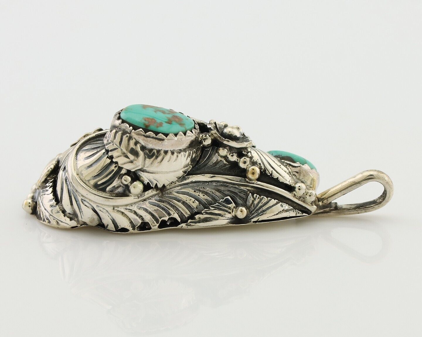 Navajo Pendant 925 Silver Natural Bisbee Turquoise Signed Tom Willeto C.80's