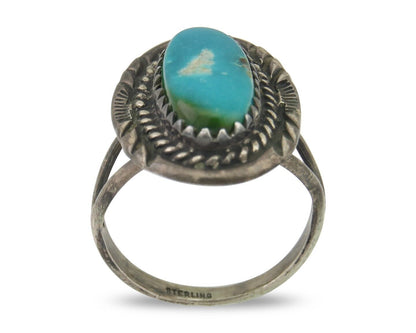 Navajo Handmade Ring 925 Silver Natural Turquoise Native Artist C.80's