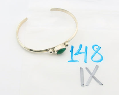 Navajo Cuff Bracelet Sterling Silver Natural Mined Malachite Native Artist