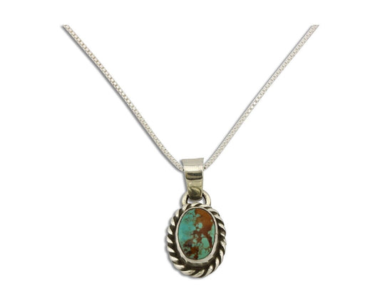 Navajo Necklace 925 Silver Natural Kingman Turquoise Native Artist C.2008