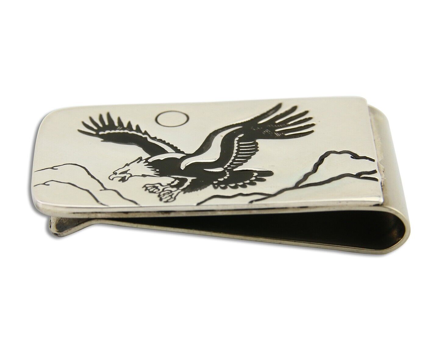 Navajo Eagle Money Clip .925 Silver & .999 Nickle Native American Artist C.80's