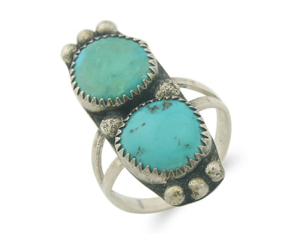 Vintage Navajo Ring 925 Sterling Authentic Turquoise Size 9.0