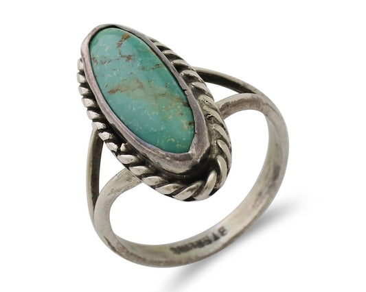 Navajo Handmade Ring 925 Silver Kingman Turquoise Size 7.0 C.80's