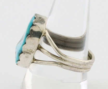 Navajo Ring 925 Silver Natural Blue Turquoise Signed Tony Guerro C.80's