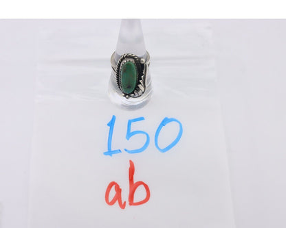 Navajo Ring 925 Silver Natural Green Turquoise Native American Artist C.80's