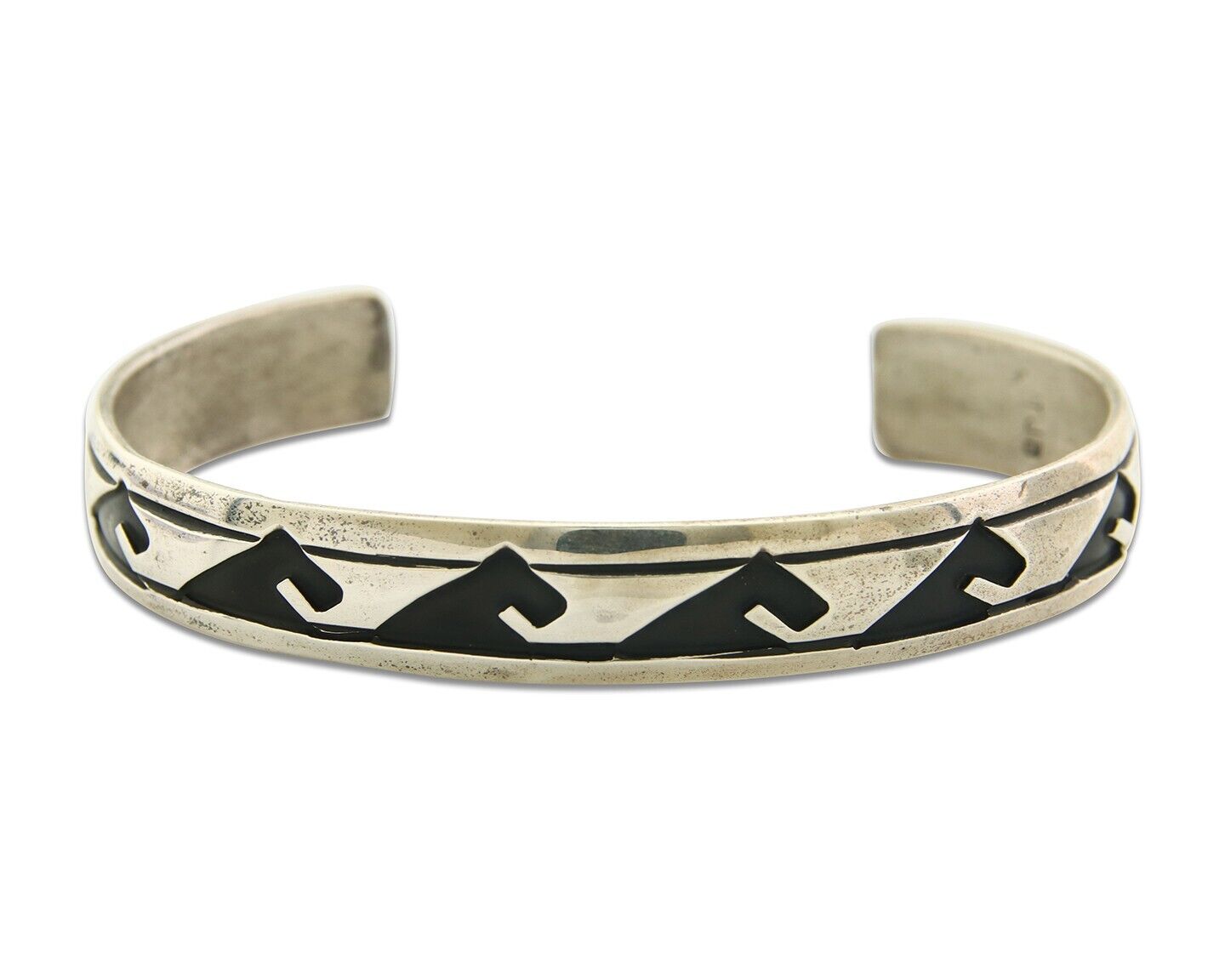 Navajo Bracelet 925 Silver Handmade Cuff Artist Signed TJB C.80's