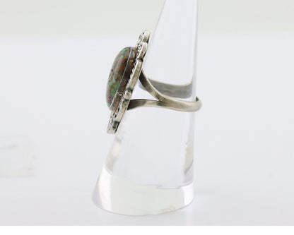 Navajo Ring 925 Silver Natural Turquoise Artist Signed M Size 6.25 C.80's