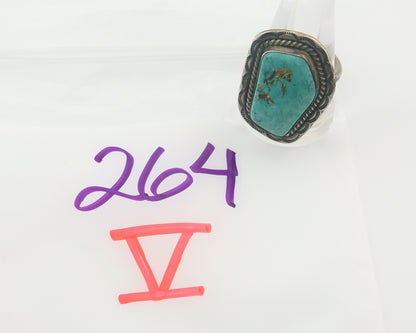 Vintage Navajo Ring 925 Sterling Authentic Traditional Turquoise Size 11