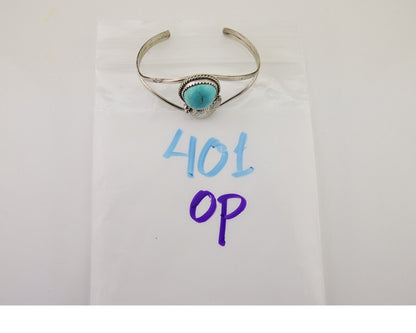 Navajo Hand Stamped Cuff Bracelet Turquoise 925 Silver Native American Artist