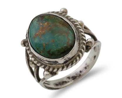 Navajo Ring 925 Silver Natural Kingman Turquoise Native American Artist C.80's