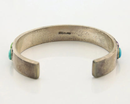 Navajo Cuff Bracelet Sterling Silver Natural Gemstone Vintage Native Artist