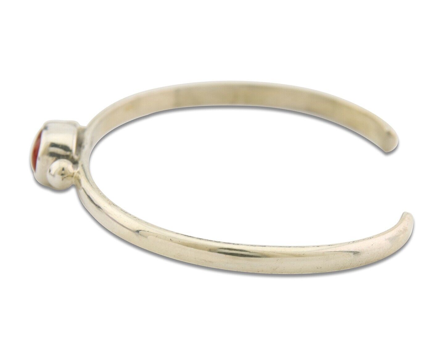 Navajo Bracelet .925 Silver Natural Red Coral Cuff Native American Artist C.80's