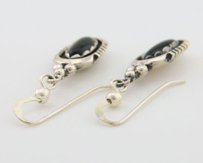 Navajo Dangle Earrings 925 Silver Natural Black Onyx Native American C.80's