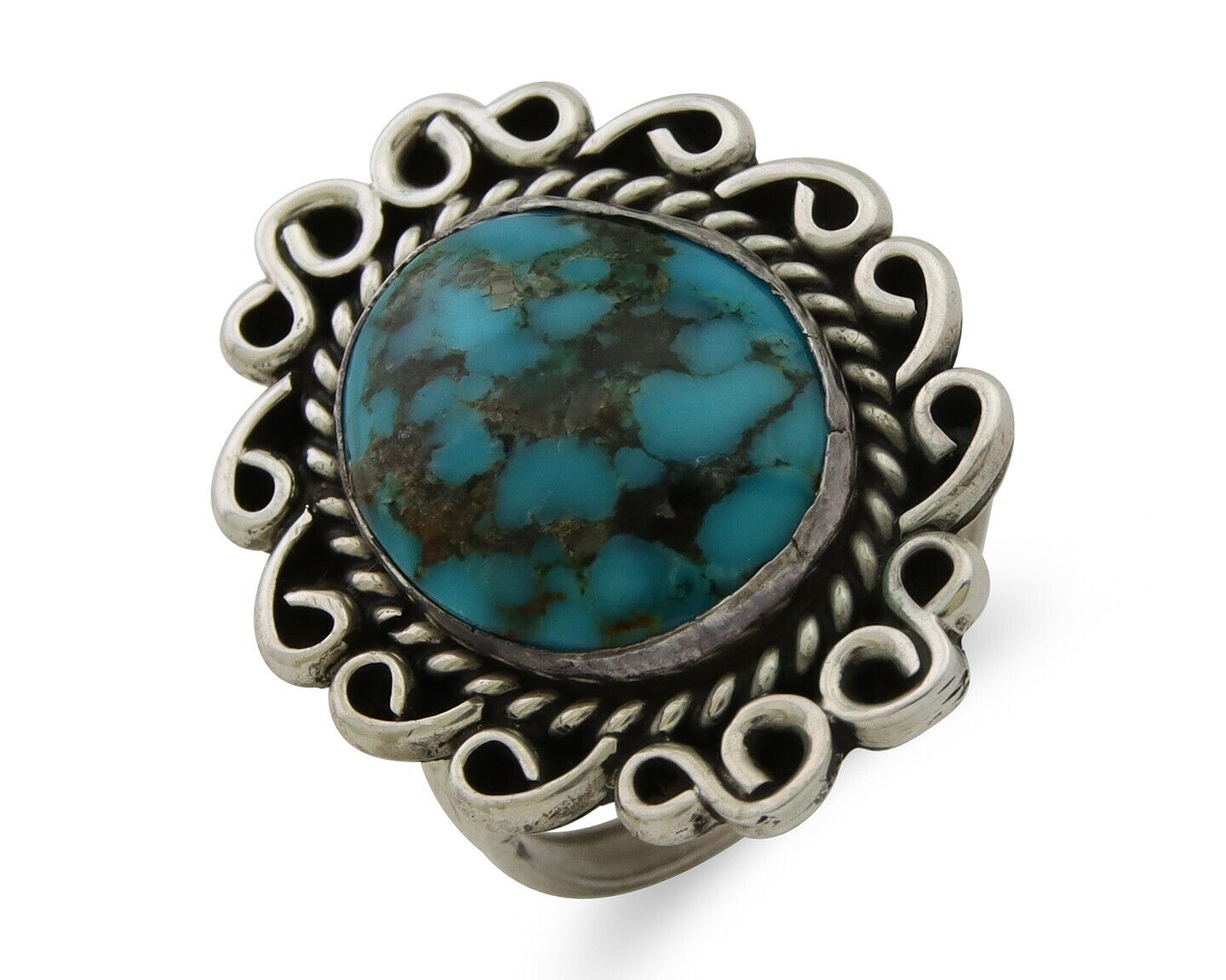 Navajo Ring 925 Silver Blue Turquoise Native Artist Siged W C.80's