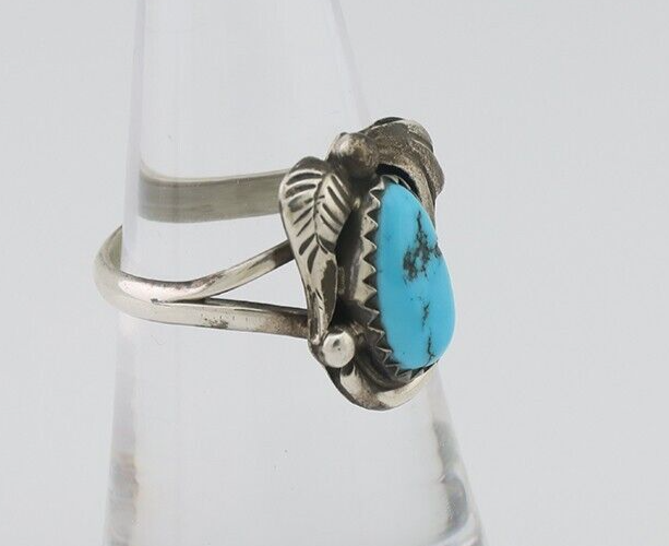 Navajo Ring 925 Silver Morenci Turquoise Native American Artist C.80's