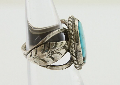 Navajo Ring 925 Silver Natural Blue Turquoise Native American Artist C.80's