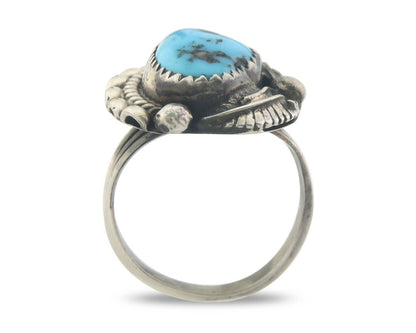 Navajo Ring 925 Sterling Natural Turquoise Native Artist C.80's Size 5.75
