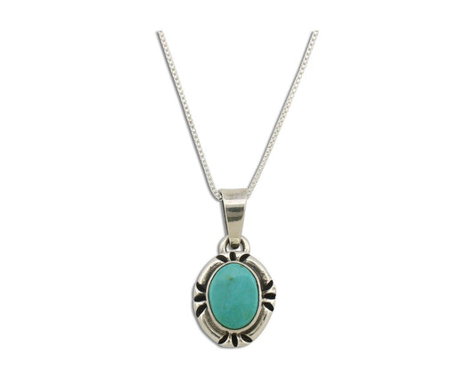 Navajo Necklace 925 Silver Arizona Turquoise Handmade Signed Gecko C.90's