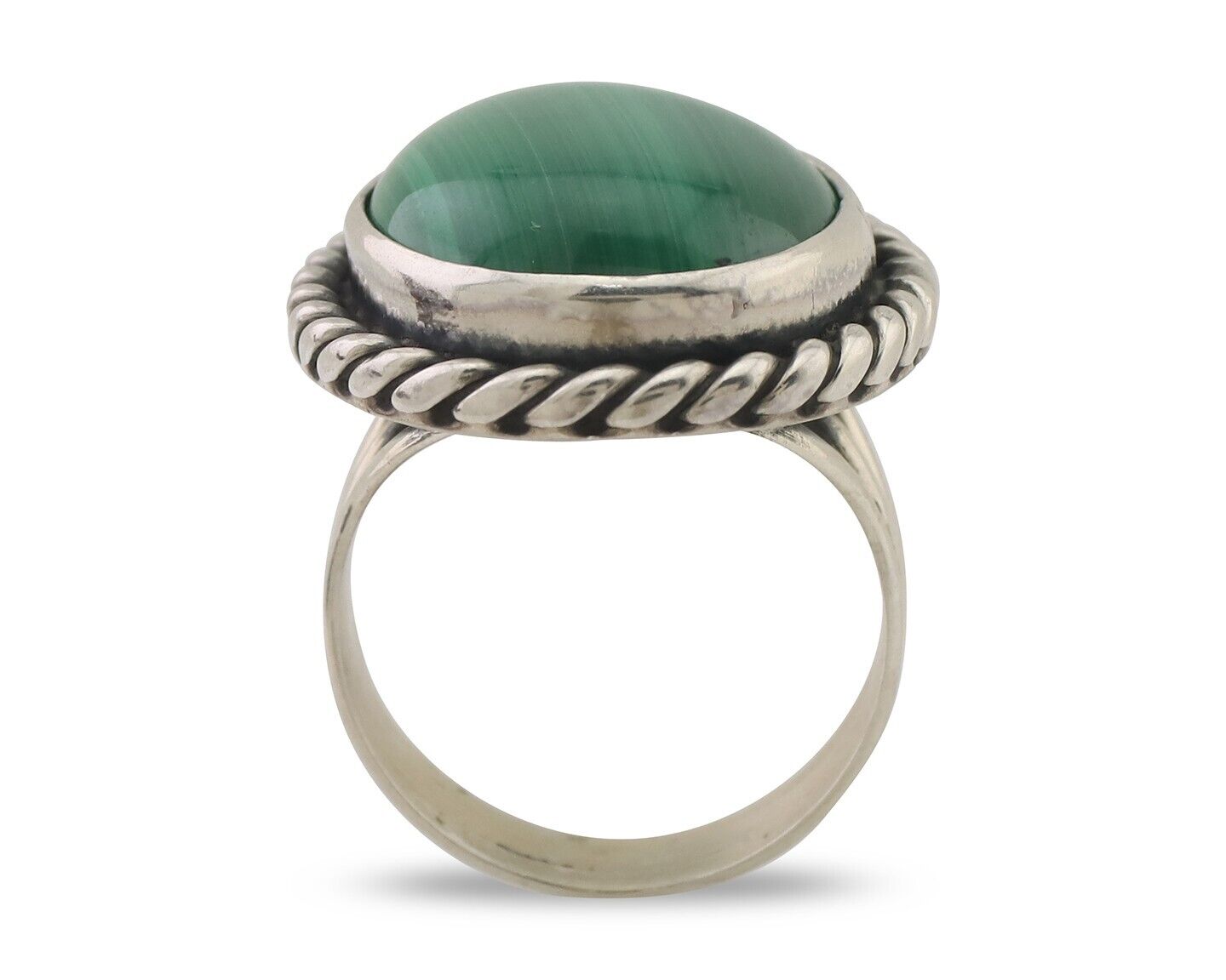 Navajo Ring 925 Silver Natural Malachite Native American Artist Size 6.25 C.80's