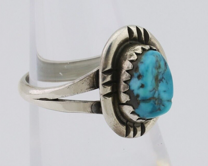 Navajo Ring 925 Silver Kingman Turquoise Native American Artist C.80's