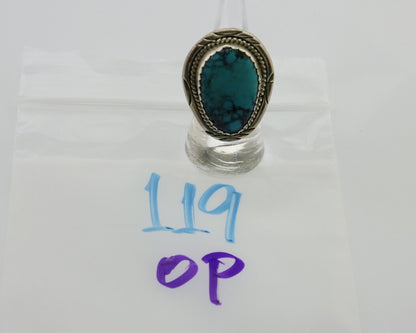 Navajo Ring 925 Silver Blue Turquoise Native American Artist C.80's