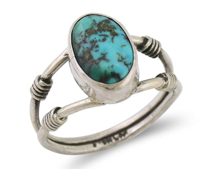 Navajo Ring 925 Silver Natural Blue Turquoise Native American Artist C.80's