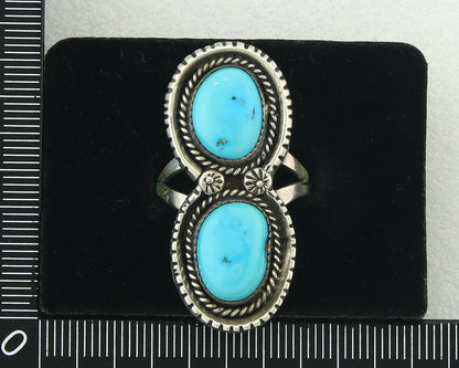 Vintage Navajo Ring Sterling Silver Authentic Turquoise Tom Willeto Size 8.0