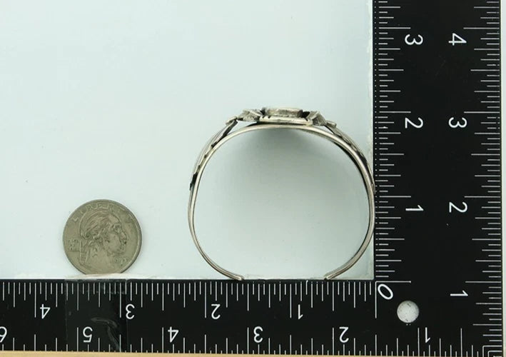 Navajo Cuff Bracelet 925 Sterling Silver Natural MOP Vintage Signed Platero